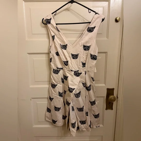 Leah Reena Goren light pink and black cat print mini dress size 2 - Picture 3 of 5